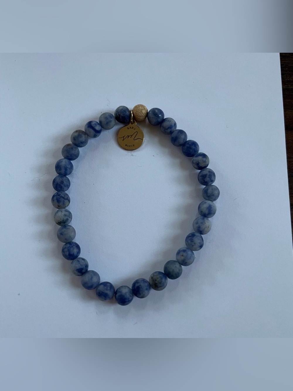 Blue Sodalite Beaded Bracelet with Gold Accent
